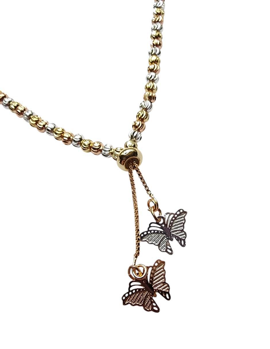 Collar con dije de mariposa de oro laminado 14 K