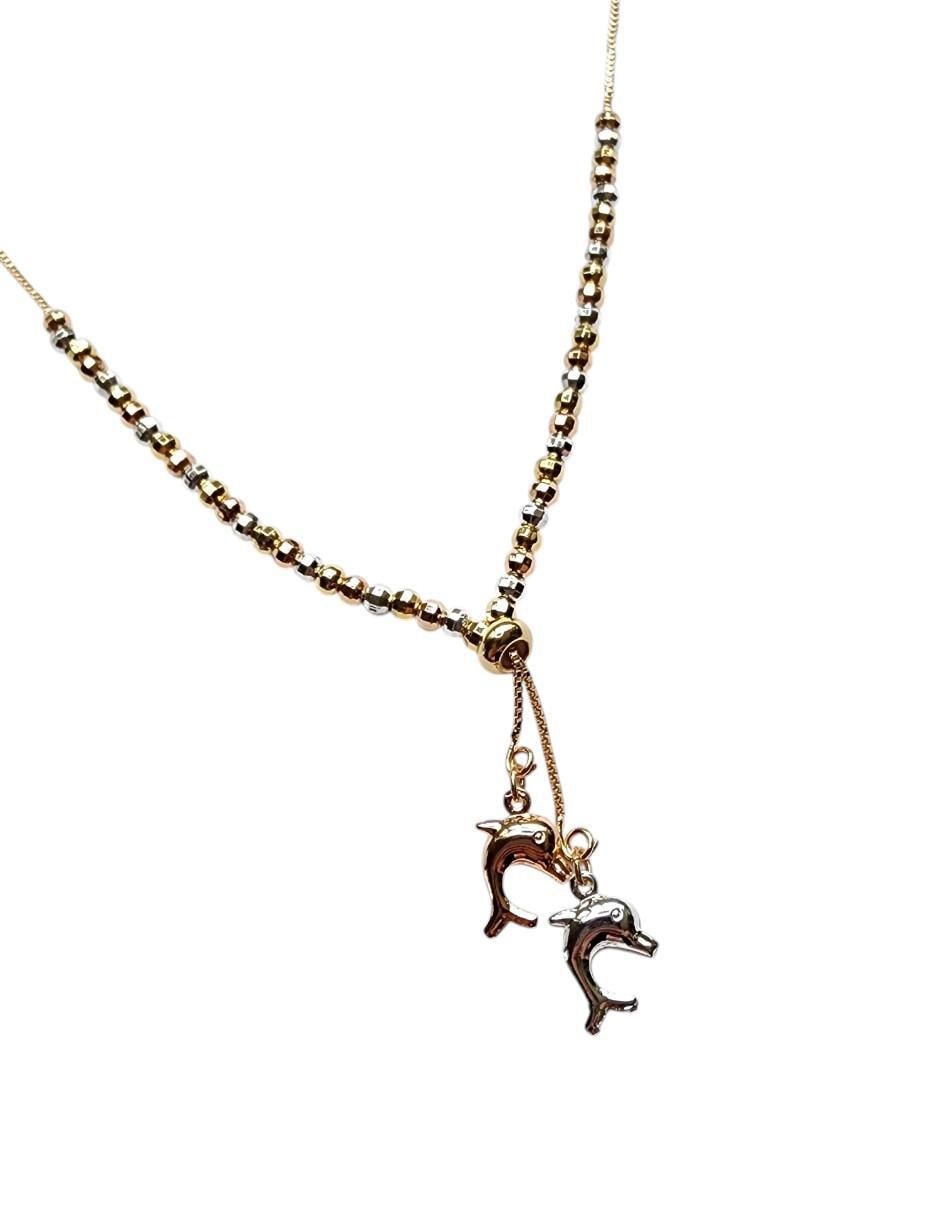 Collar con dije de delfín Limerence By Claudia Herrera de oro laminado 14 K
