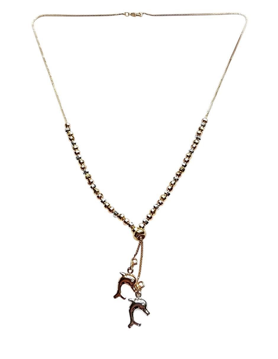 Collar con dije de delfín de oro laminado 14 K