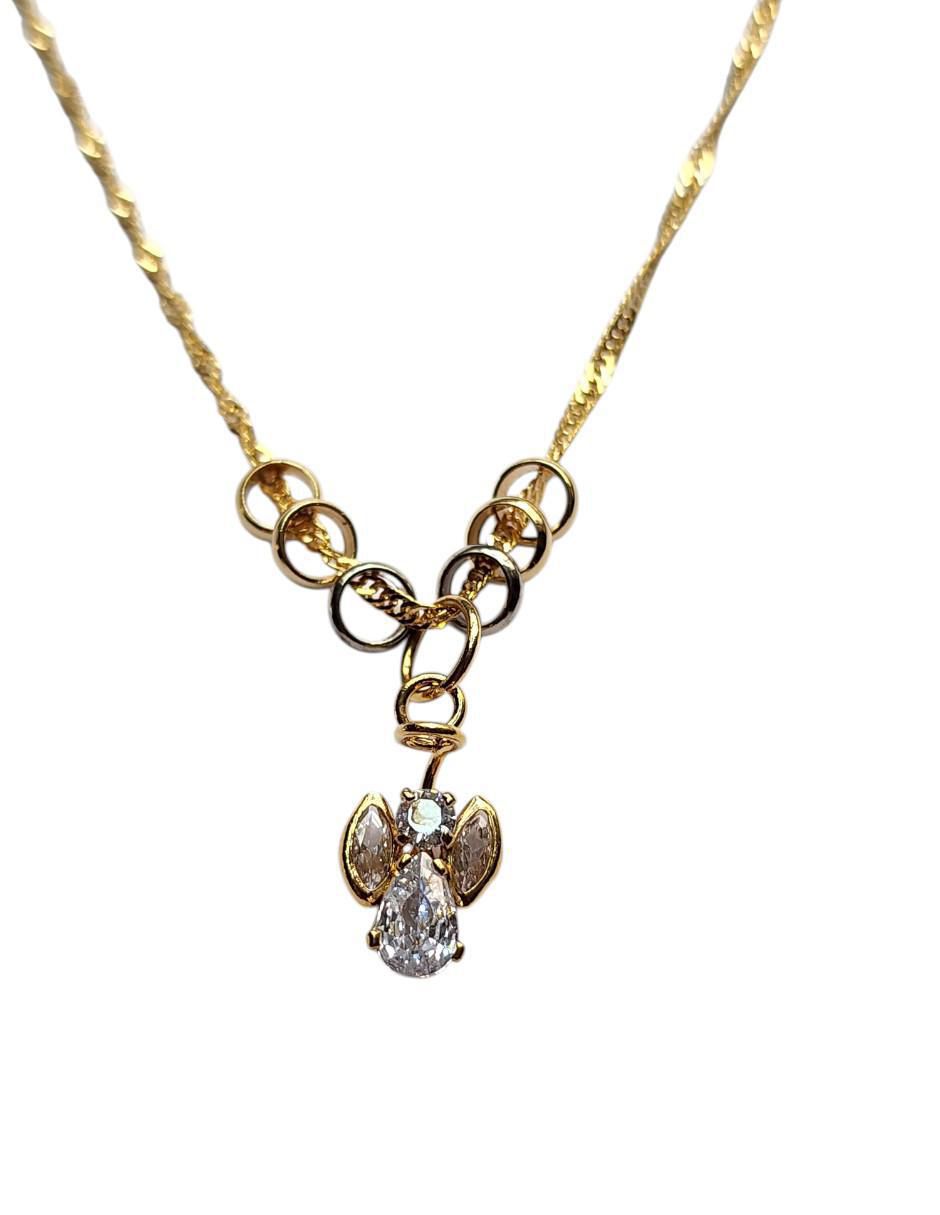 Collar con dije ángel de ángel de oro laminado 14 K 1