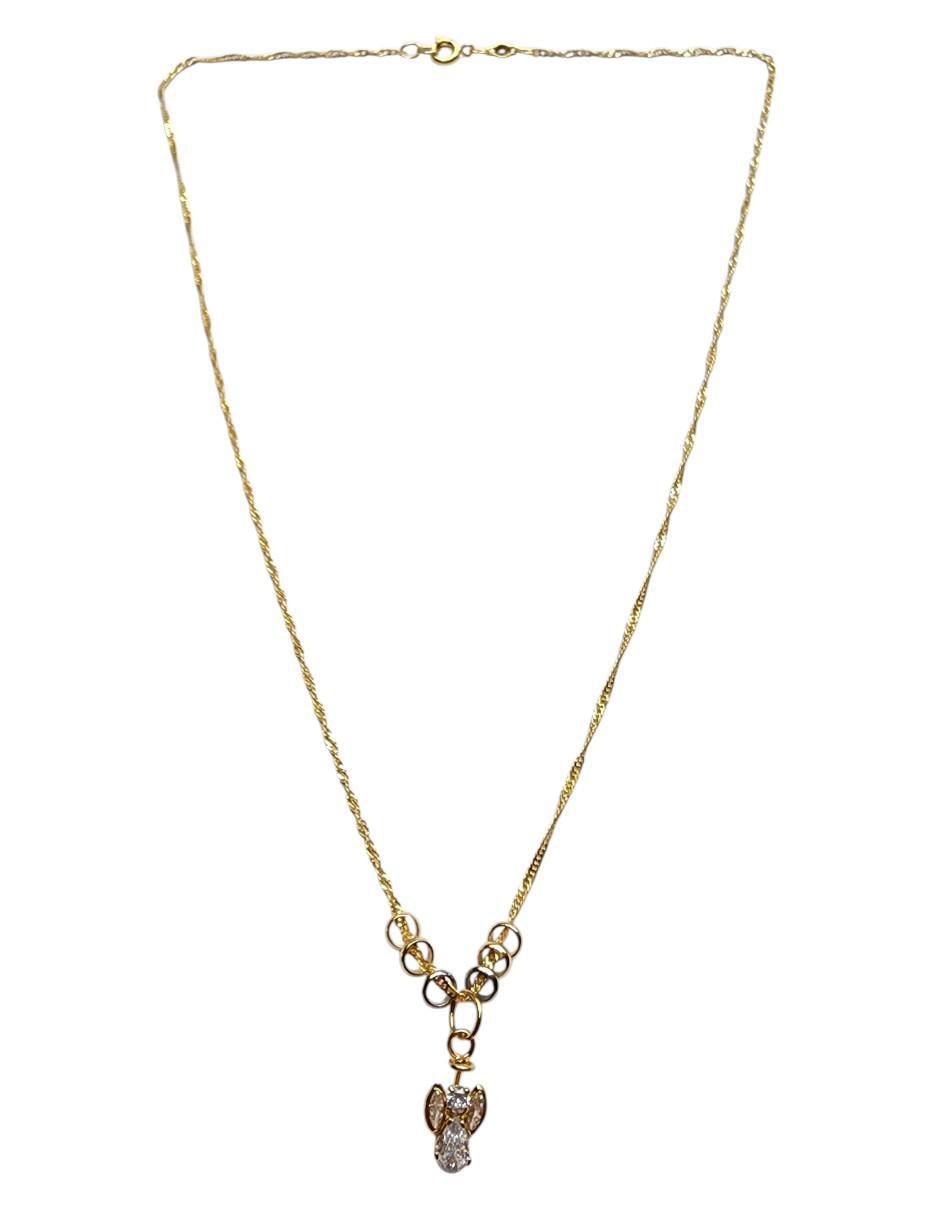 Collar con dije ángel de ángel de oro laminado 14 K 4