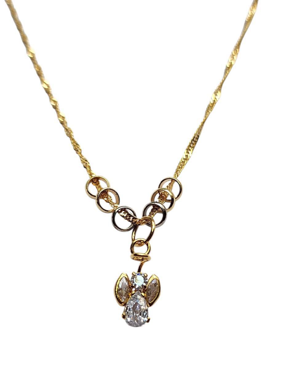 Collar con dije ángel de ángel de oro laminado 14 K