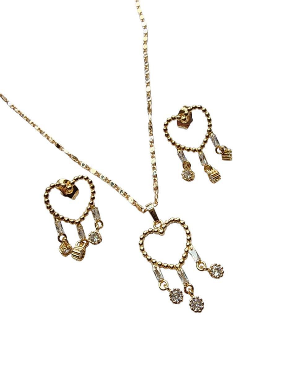 Aretes y collar de corazón Atrapasueños zirconia 4
