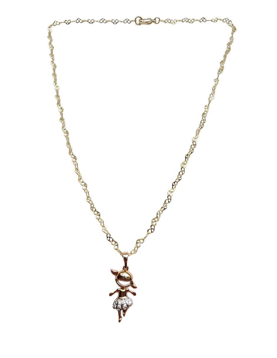Collar con dije de niña Limerence By Claudia Herrera Bailarina de oro laminado 14 K