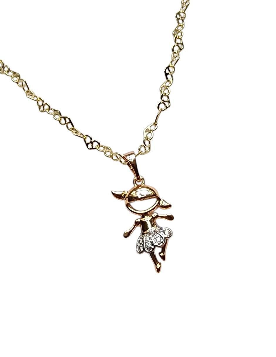 Collar con dije de niña Bailarina de oro laminado 14 K