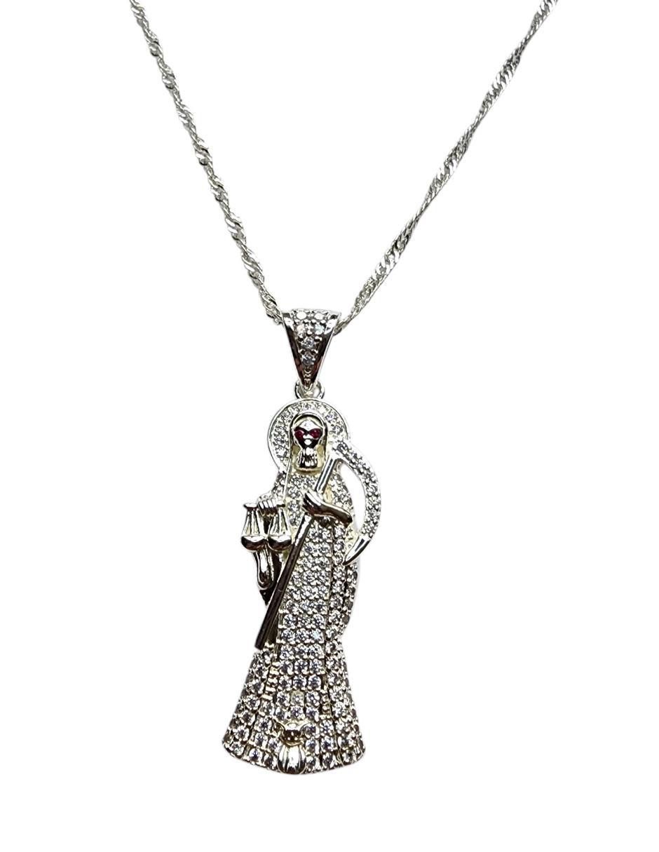 Collar con dije santos Limerence By Claudia Herrera Santa Muerte de oro laminado 14 K