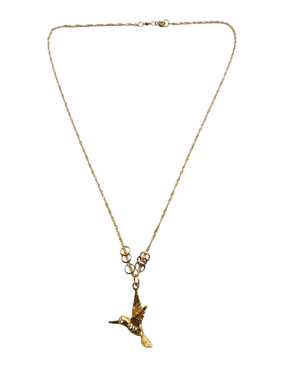 Collar con dije de colibrí Limerence By Claudia Herrera de oro laminado 14 K