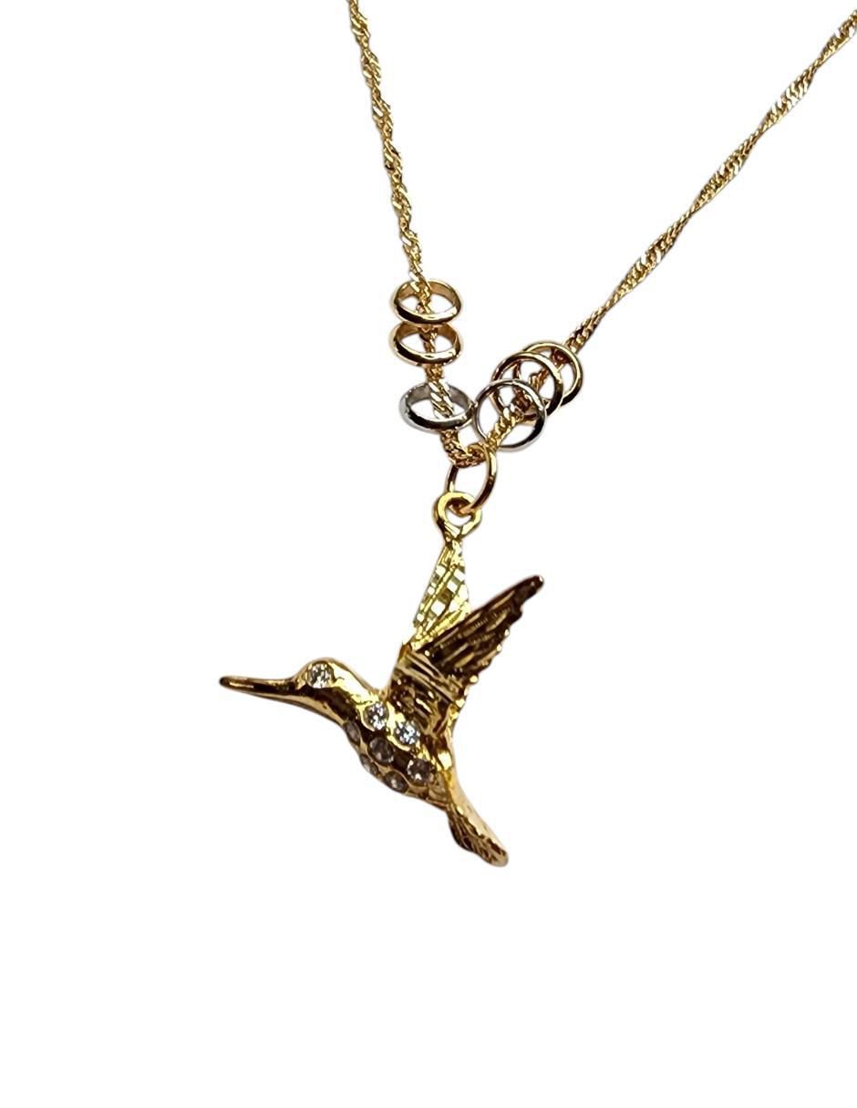 Collar con dije de colibrí Limerence By Claudia Herrera de oro laminado 14 K