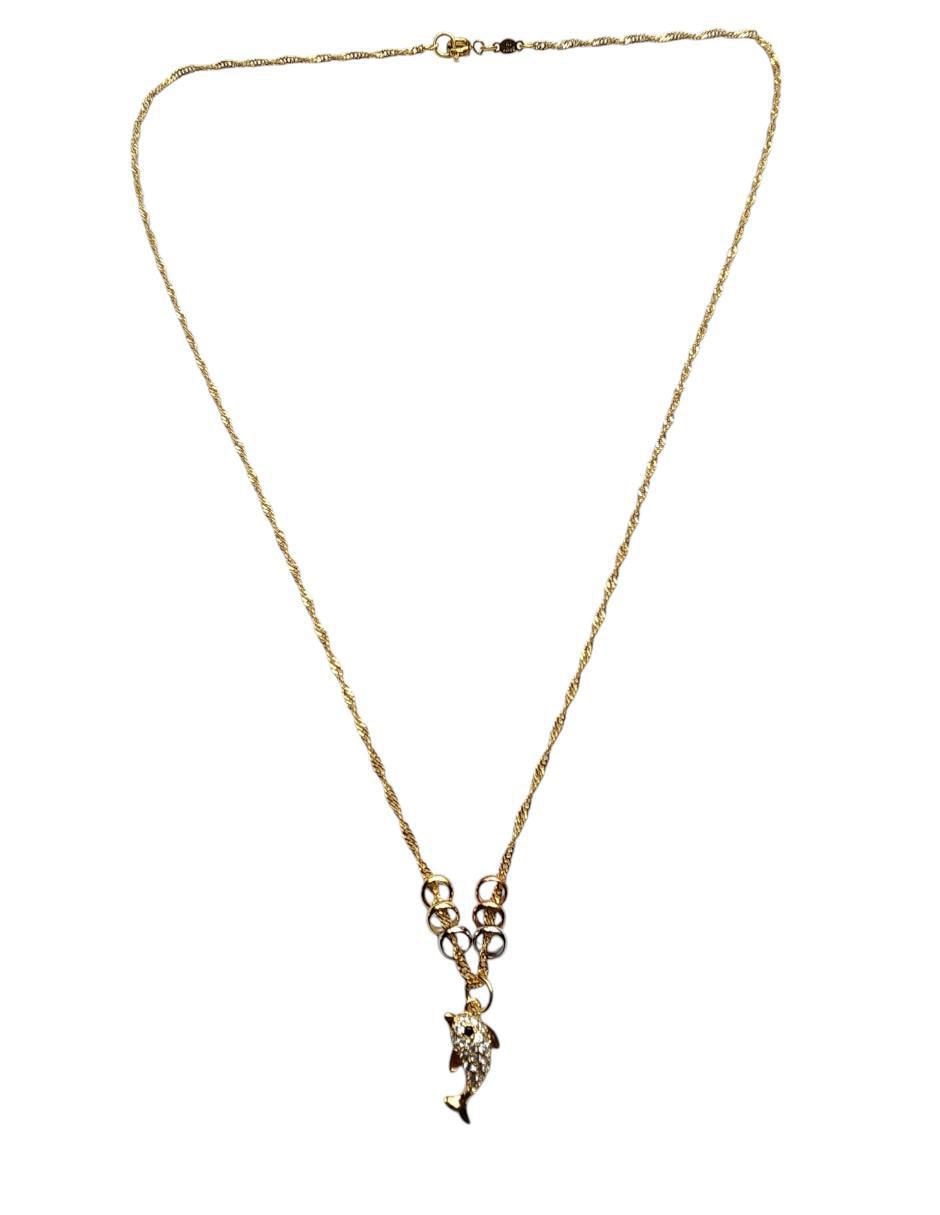 Collar con dije de delfín Limerence By Claudia Herrera Marino de oro laminado 14 K