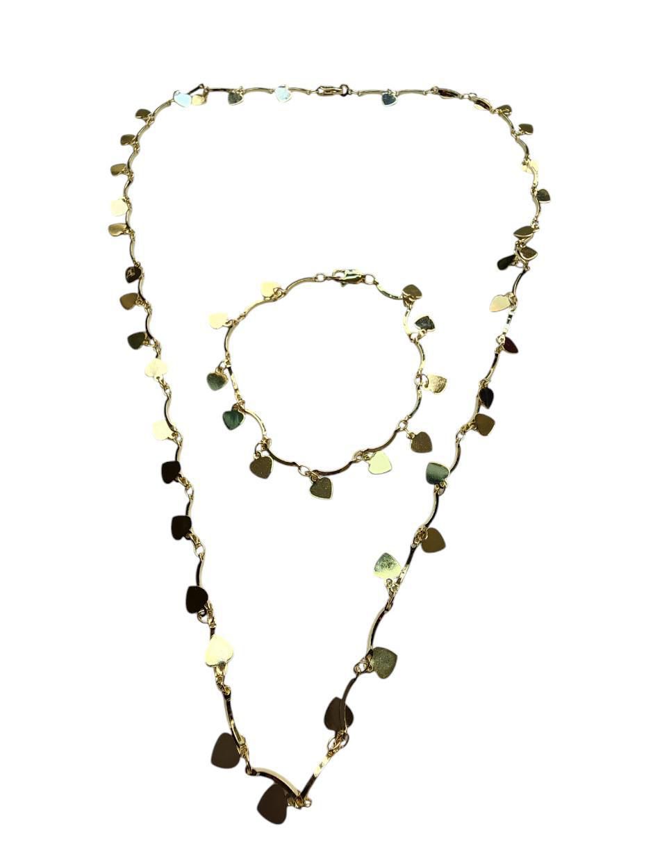Collar y pulsera de corazón Corazones