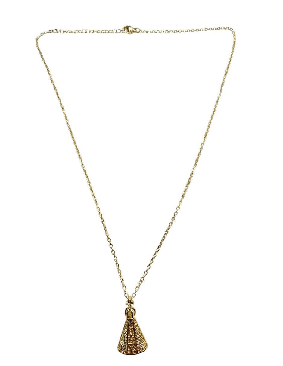 Collar con dije Virgen de Juquila Catolica de oro laminado 14 K