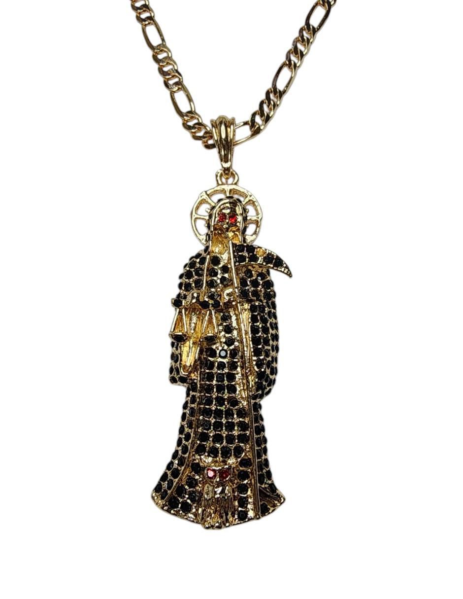 Collar con dije santos Limerence By Claudia Herrera Santa Muerte de oro laminado 14 K