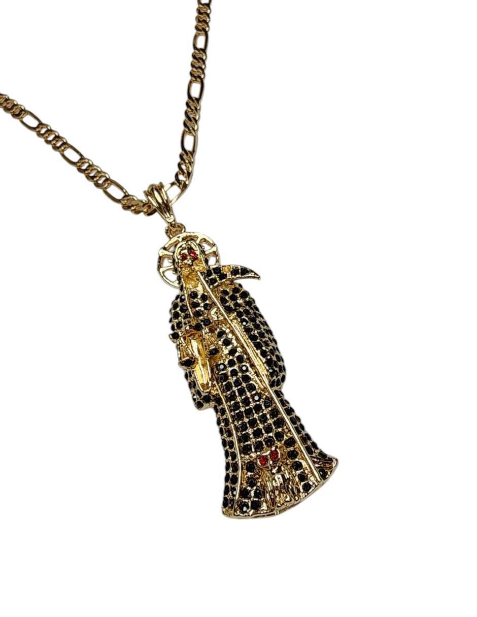 Collar con dije santos Limerence By Claudia Herrera Santa Muerte de oro laminado 14 K