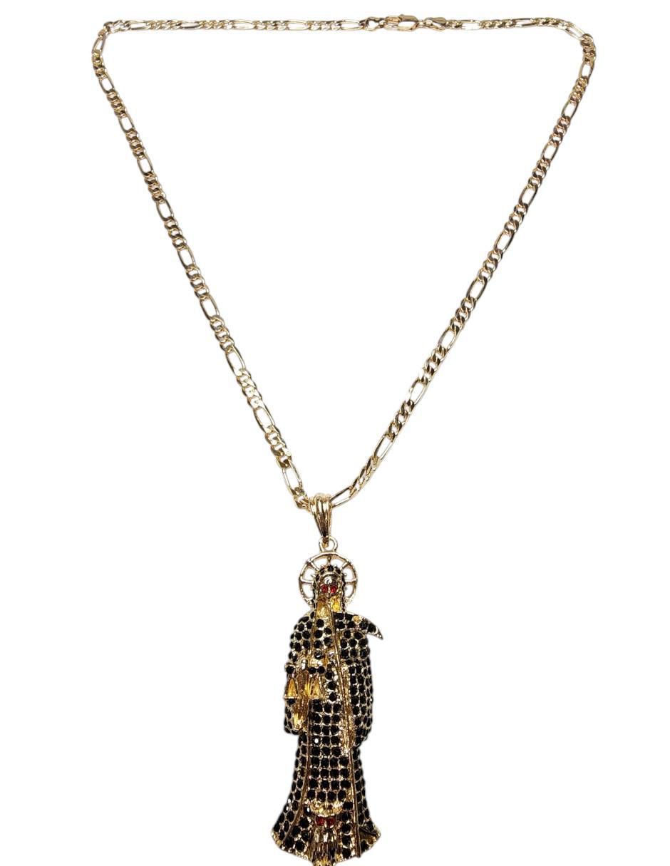 Collar con dije santos Limerence By Claudia Herrera Santa Muerte de oro laminado 14 K