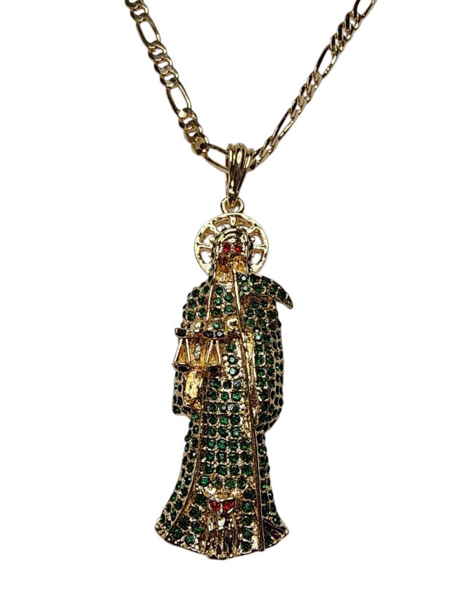 Collar con dije santos Limerence By Claudia Herrera Santa Muerte de oro laminado 14 K