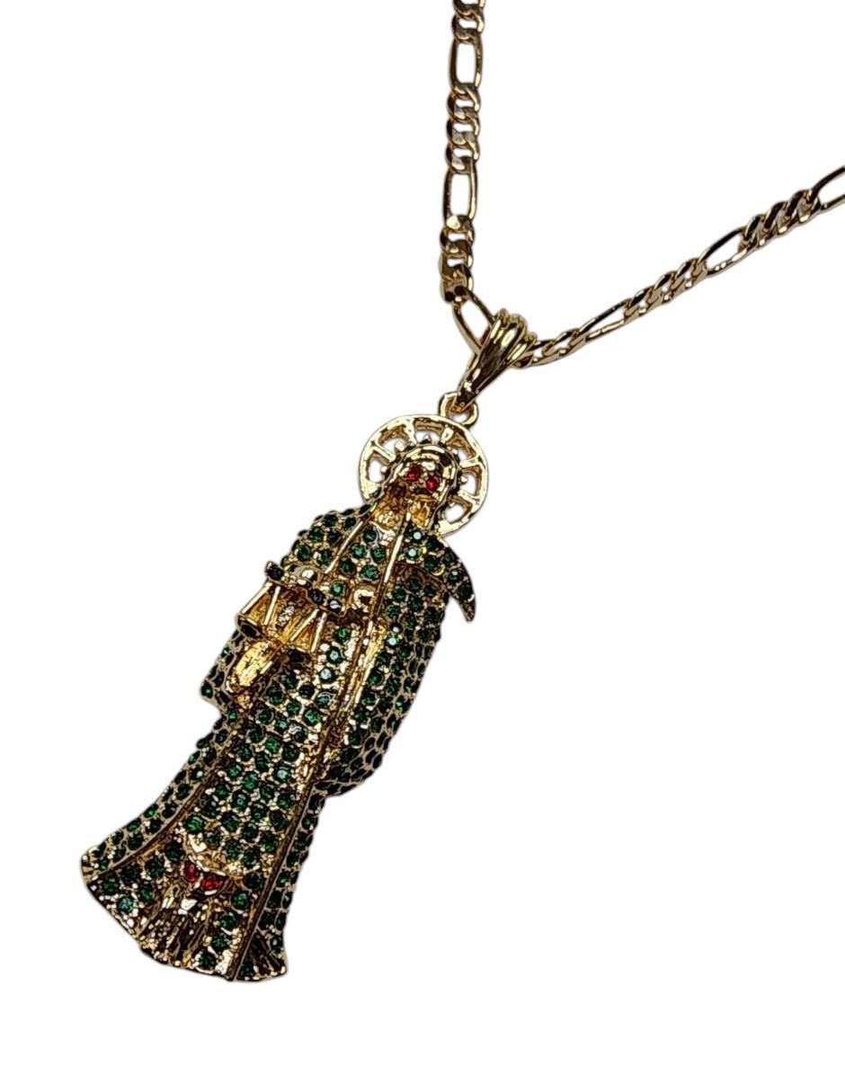 Collar con dije santos Limerence By Claudia Herrera Santa Muerte de oro laminado 14 K