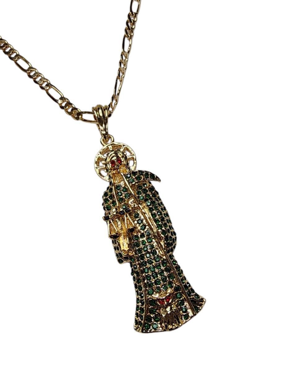 Collar con dije santos Limerence By Claudia Herrera Santa Muerte de oro laminado 14 K