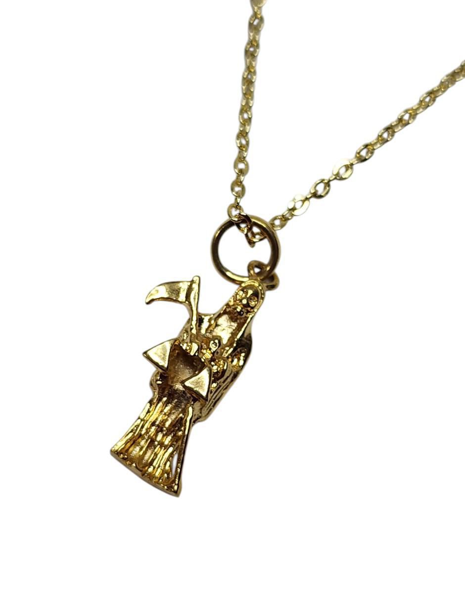 Collar con dije santos Limerence By Claudia Herrera Santa Muerte de oro laminado 14 K