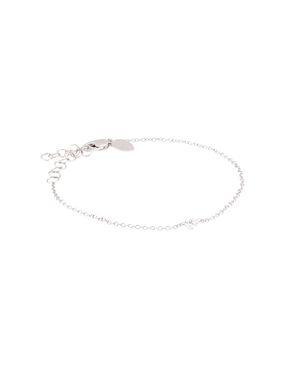 Pulsera de oro blanco con diamante 14 K acabado pulido