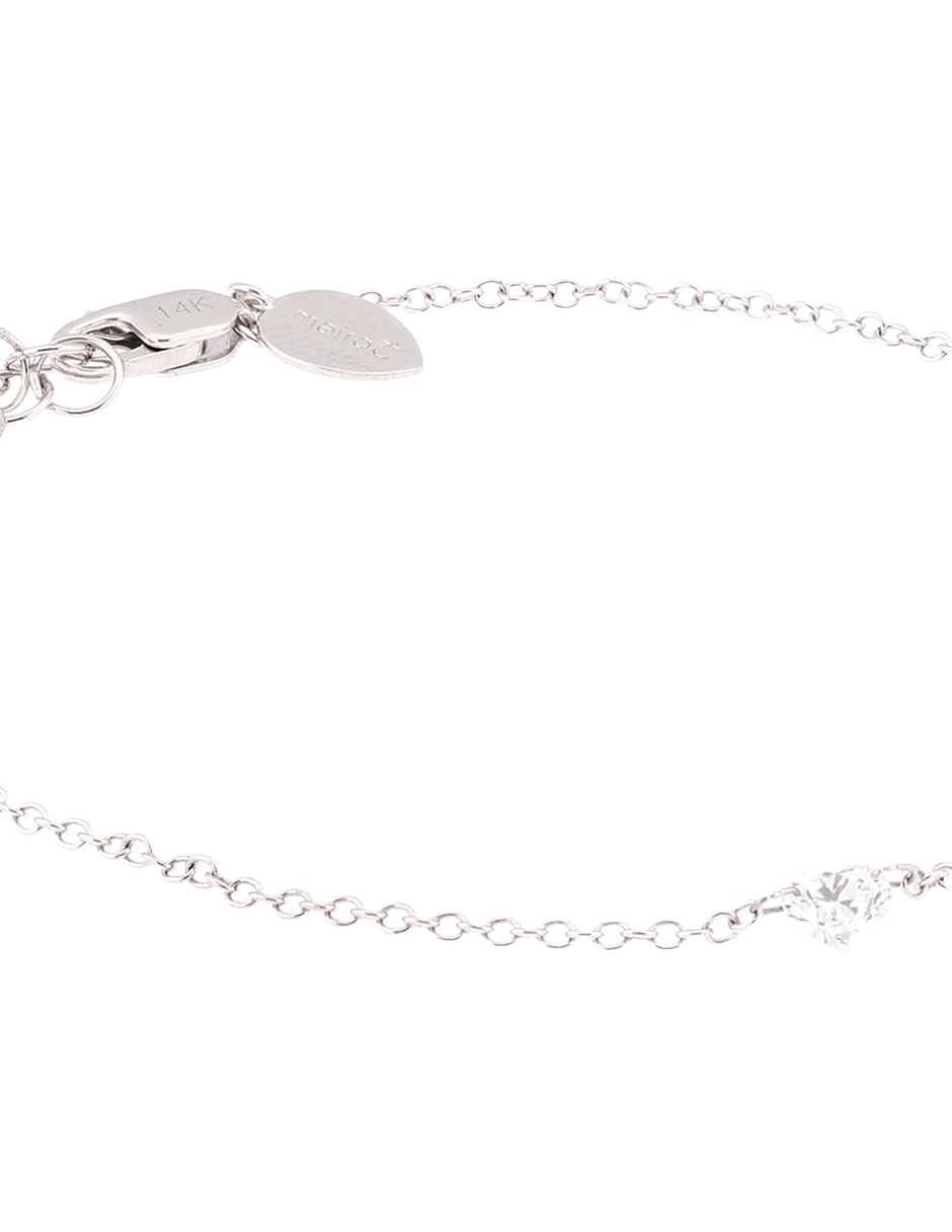 Pulsera de oro blanco con diamante 14 K acabado pulido 5