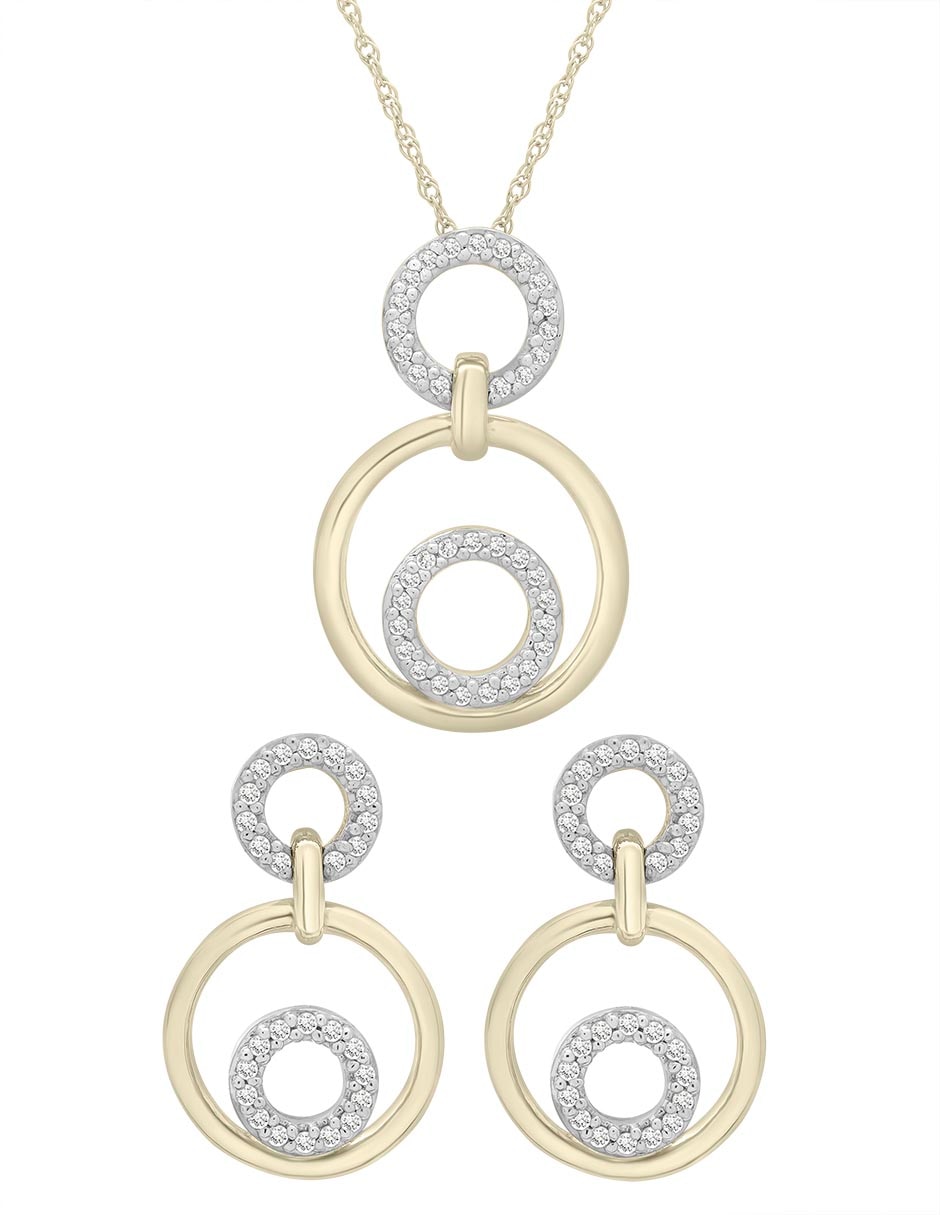 Aretes y Collar de oro 14 k diamante 1