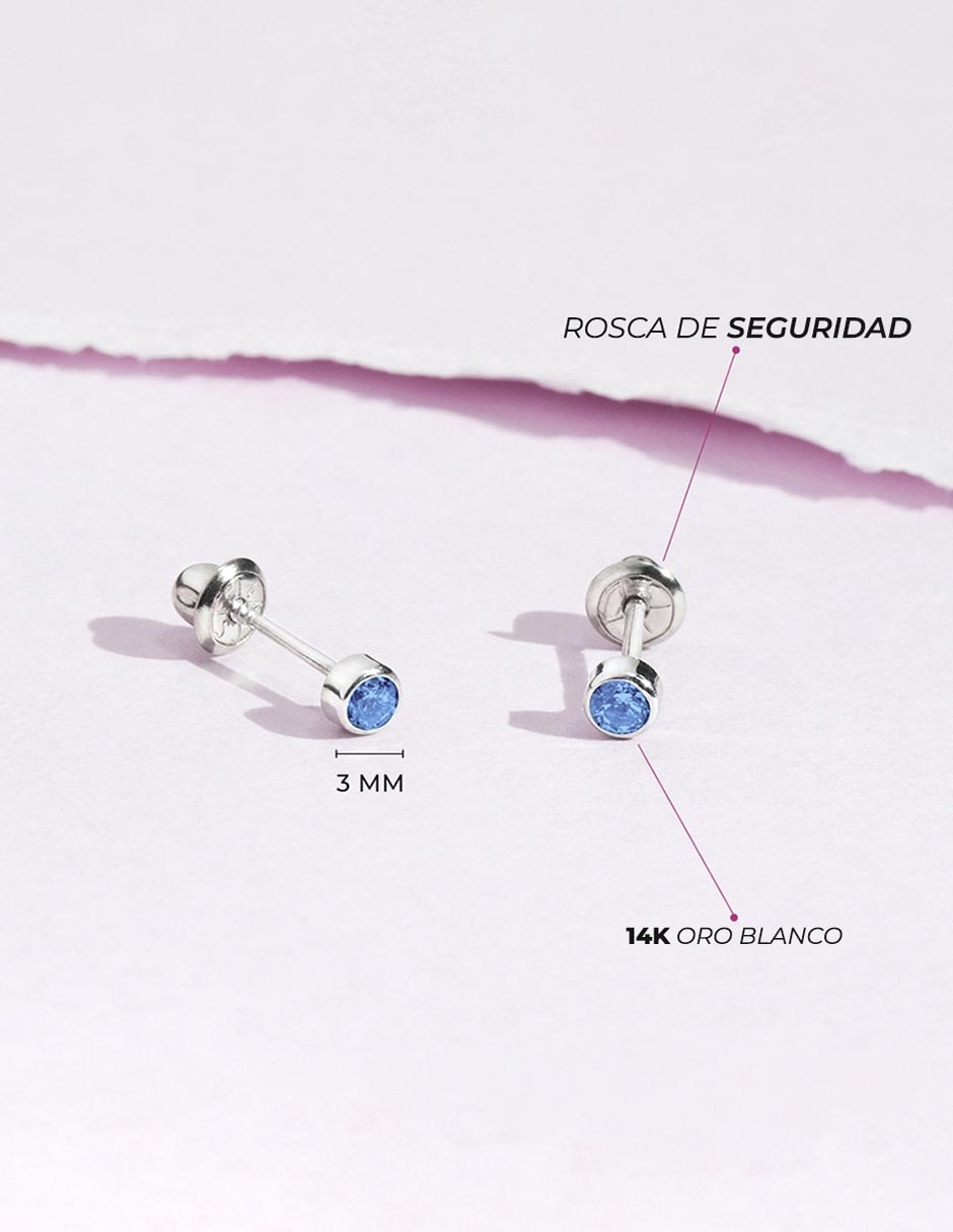 Broqueles circulares de oro blanco 14 K con acabado pulido 5