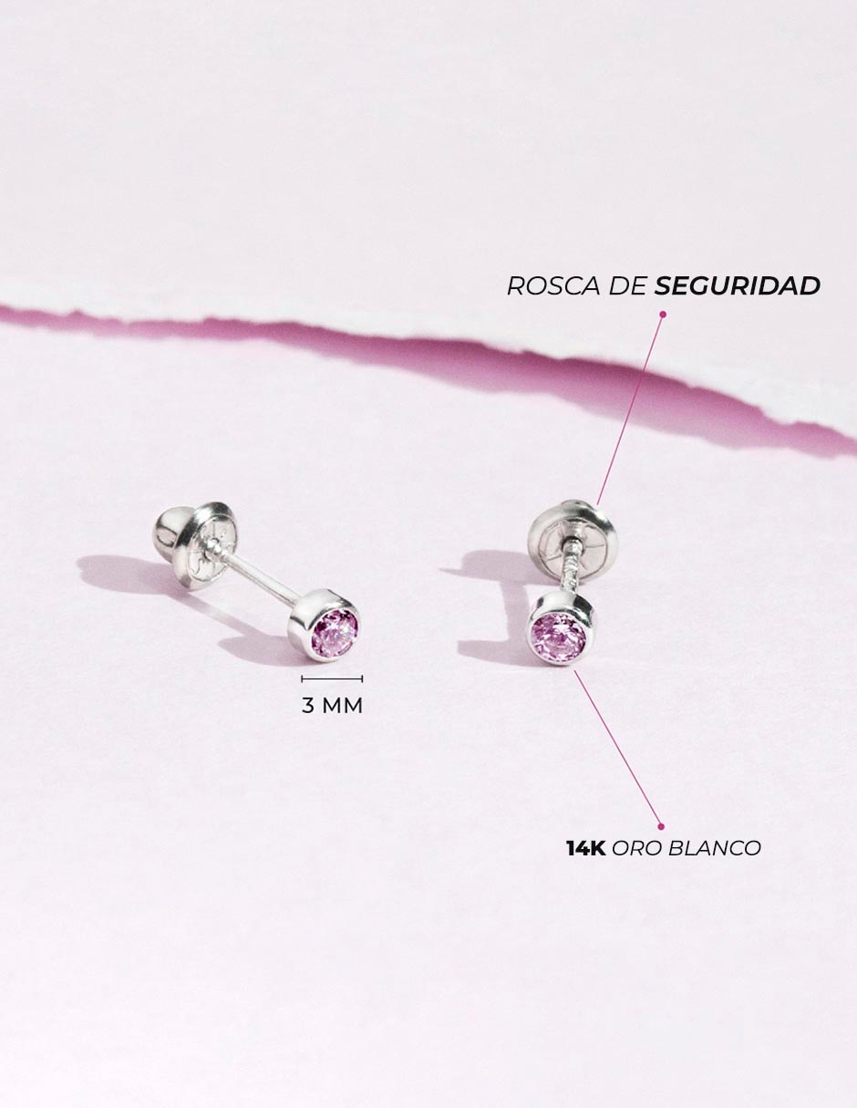 Broqueles redondos de oro blanco 14 K con acabado brillante 5