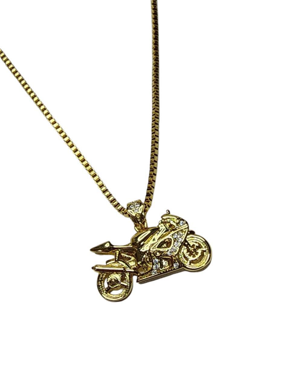 Collar con dije Motocicleta de oro laminado 14 K