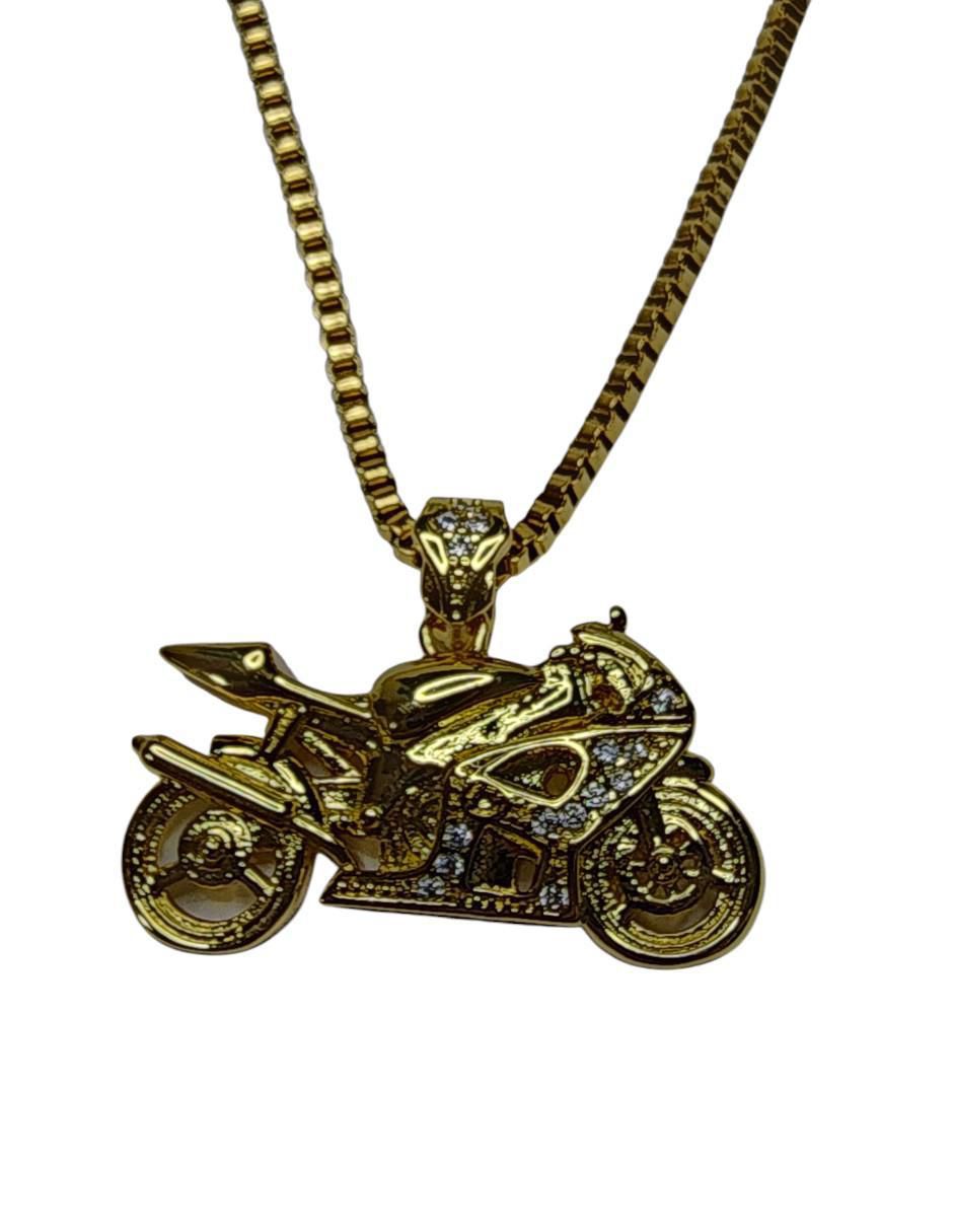 Collar con dije Motocicleta de oro laminado 14 K
