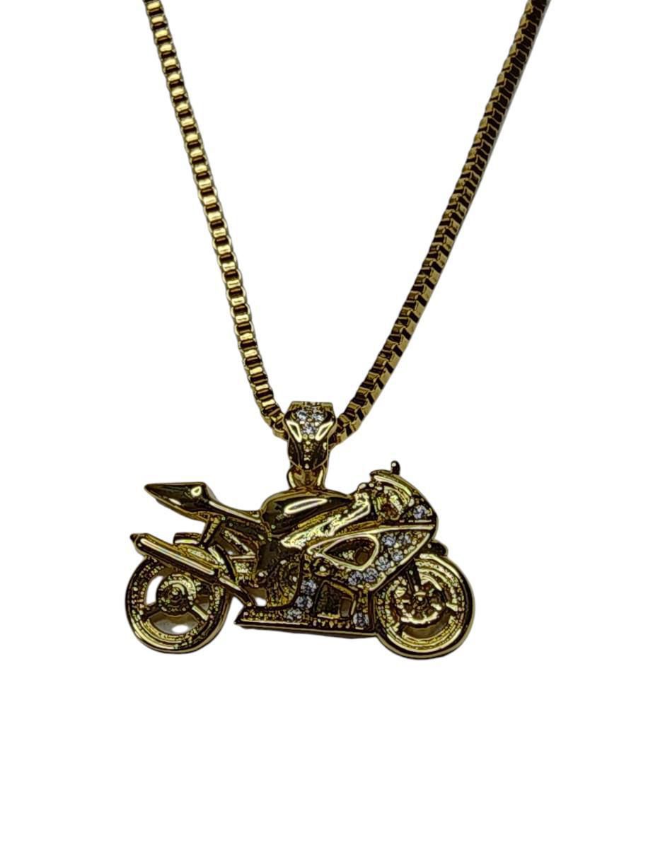 Collar con dije Motocicleta de oro laminado 14 K
