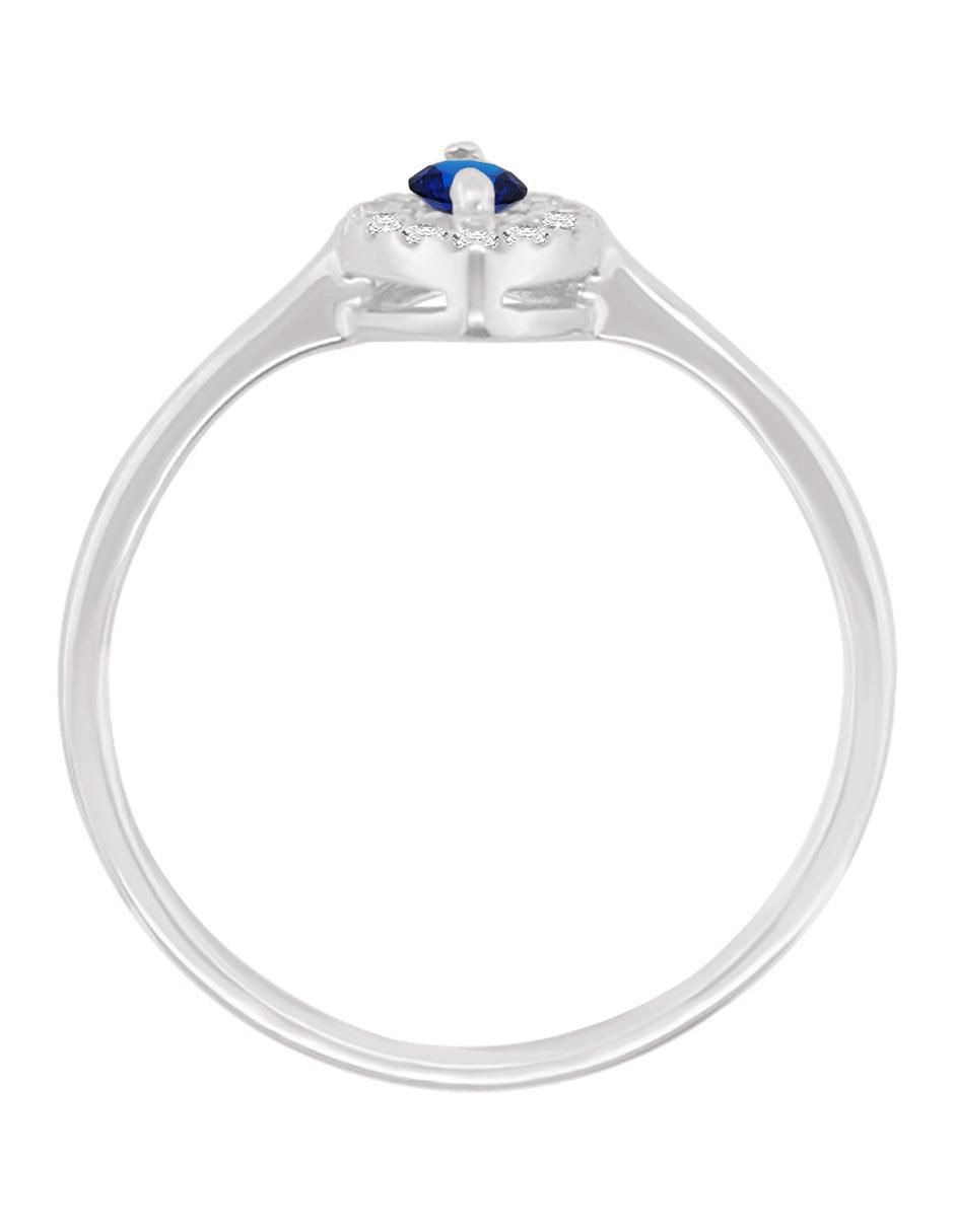 Anillo redondo Suylen 14 k de oro blanco zafiro y diamante brillante 4