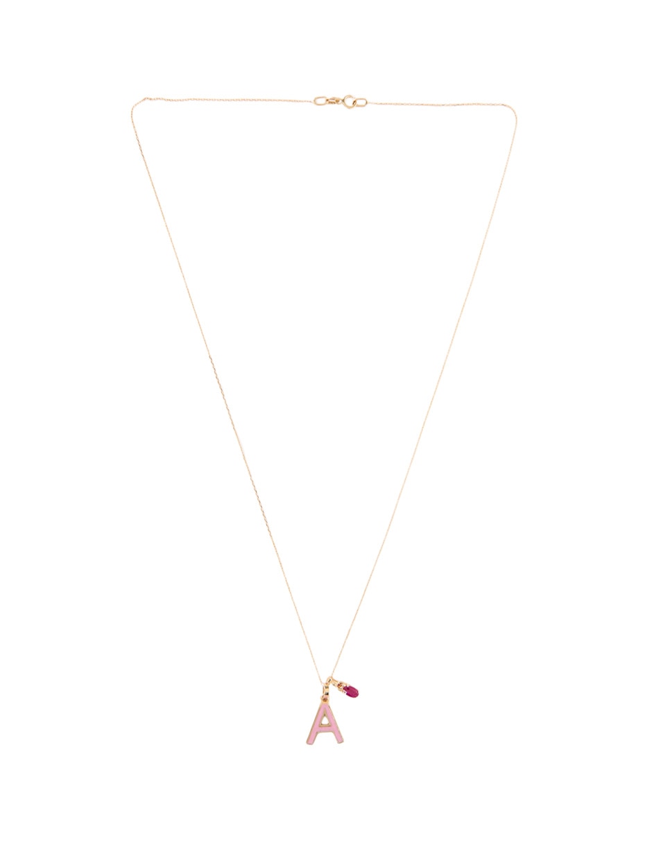 Collar con dije de letra a Fonelli de oro 14 K