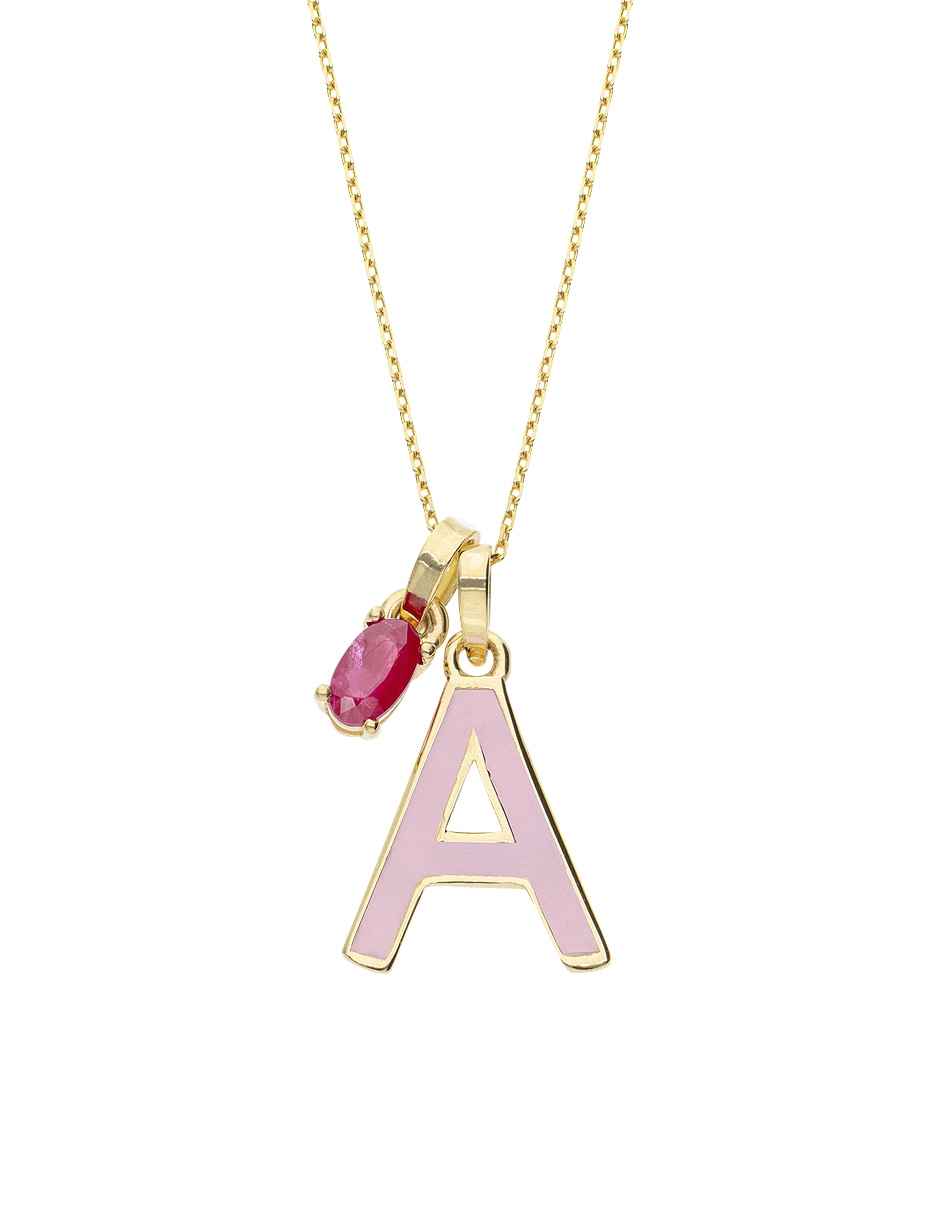 Collar con dije de letra a Fonelli de oro 14 K
