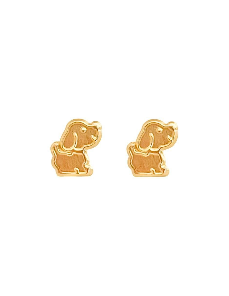 Broqueles de perro de oro 10 K con acabado liso