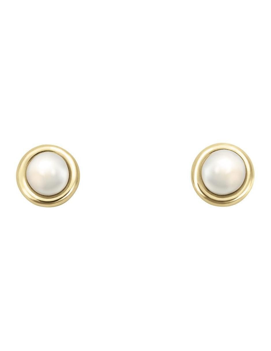 Broqueles redondos de oro 14 K perla 2