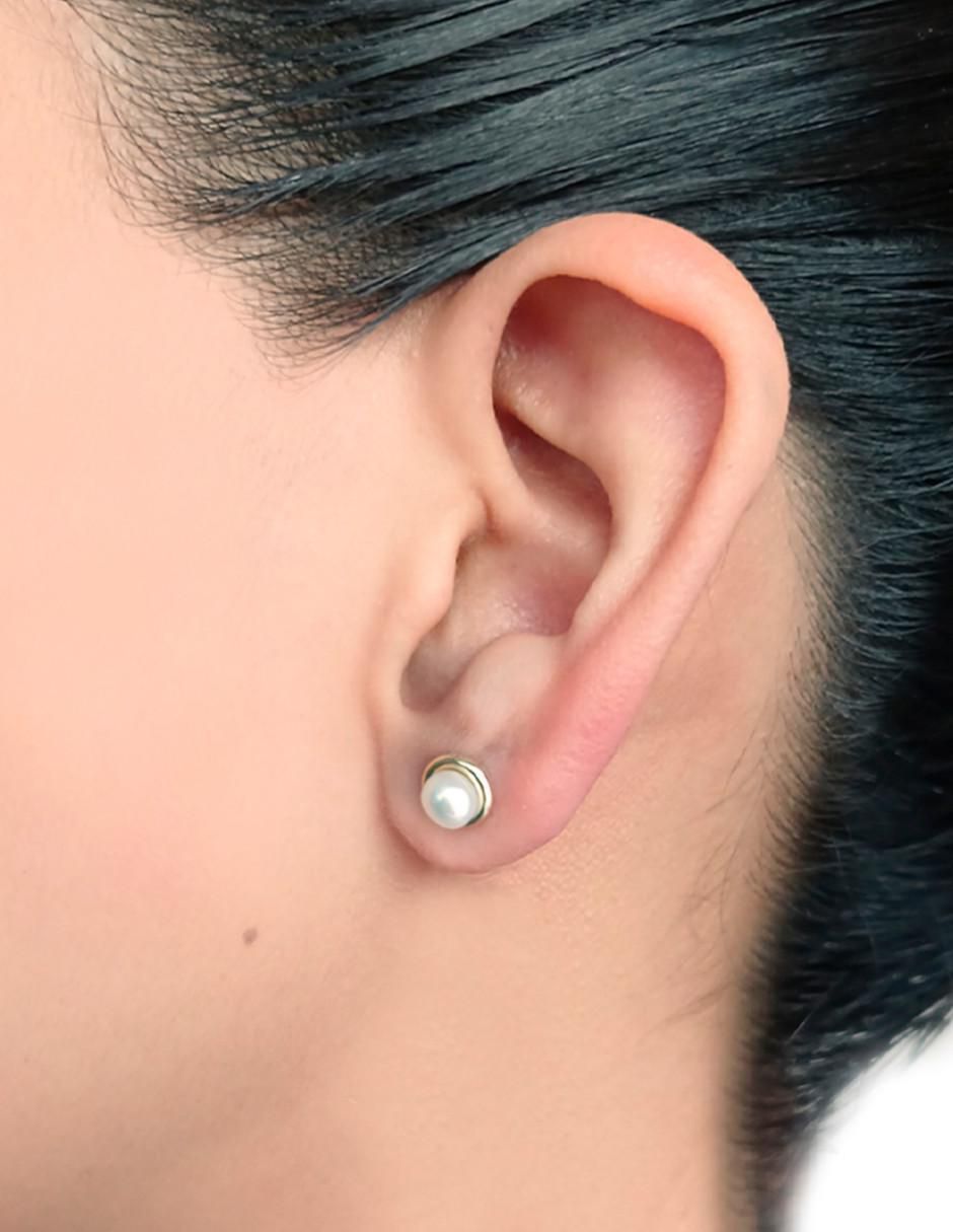 Broqueles redondos de oro 14 K perla 3