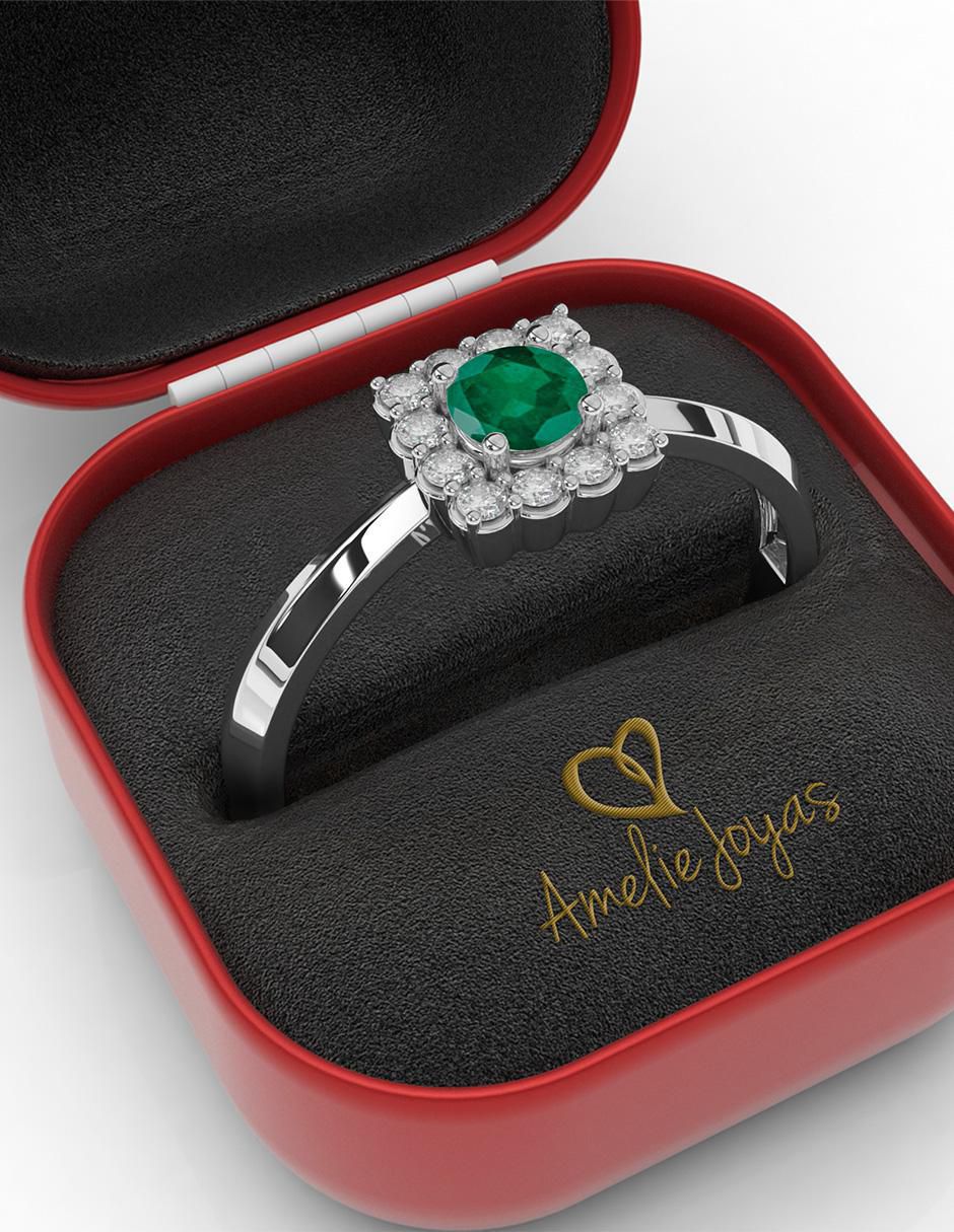 Anillo de compromiso 14 k esmeralda 4