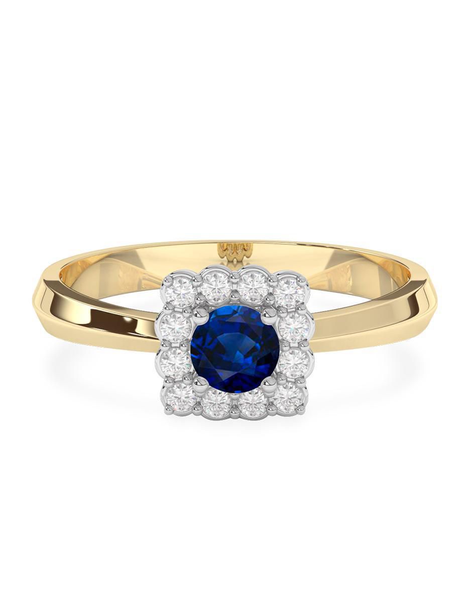 Anillo de compromiso de oro 14 k zafiro