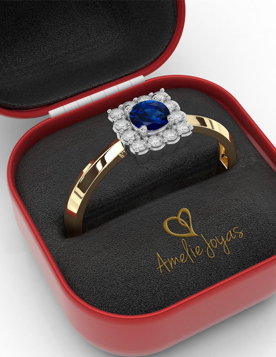 Anillo de compromiso 14 k zafiro 2