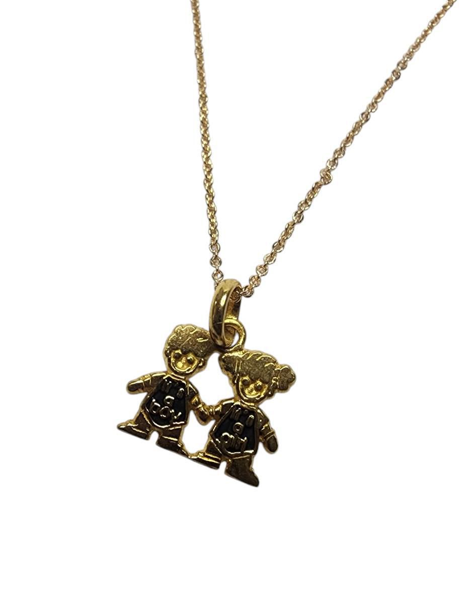 Collar con dije niño de oro laminado 14 K 4