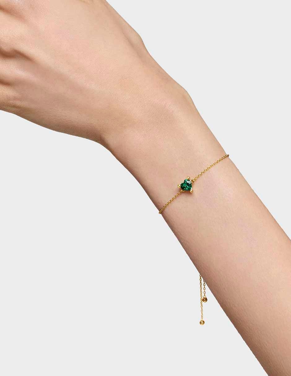 Brazalete de plata con esmeralda p 925 Garden Of Love con acabado brillante 6