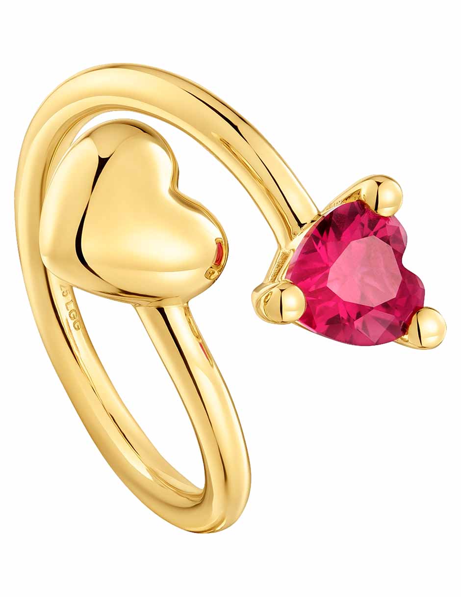 Anillo de corazón Garden Of Love de plata P 925 rubí con acabado baño de oro 5
