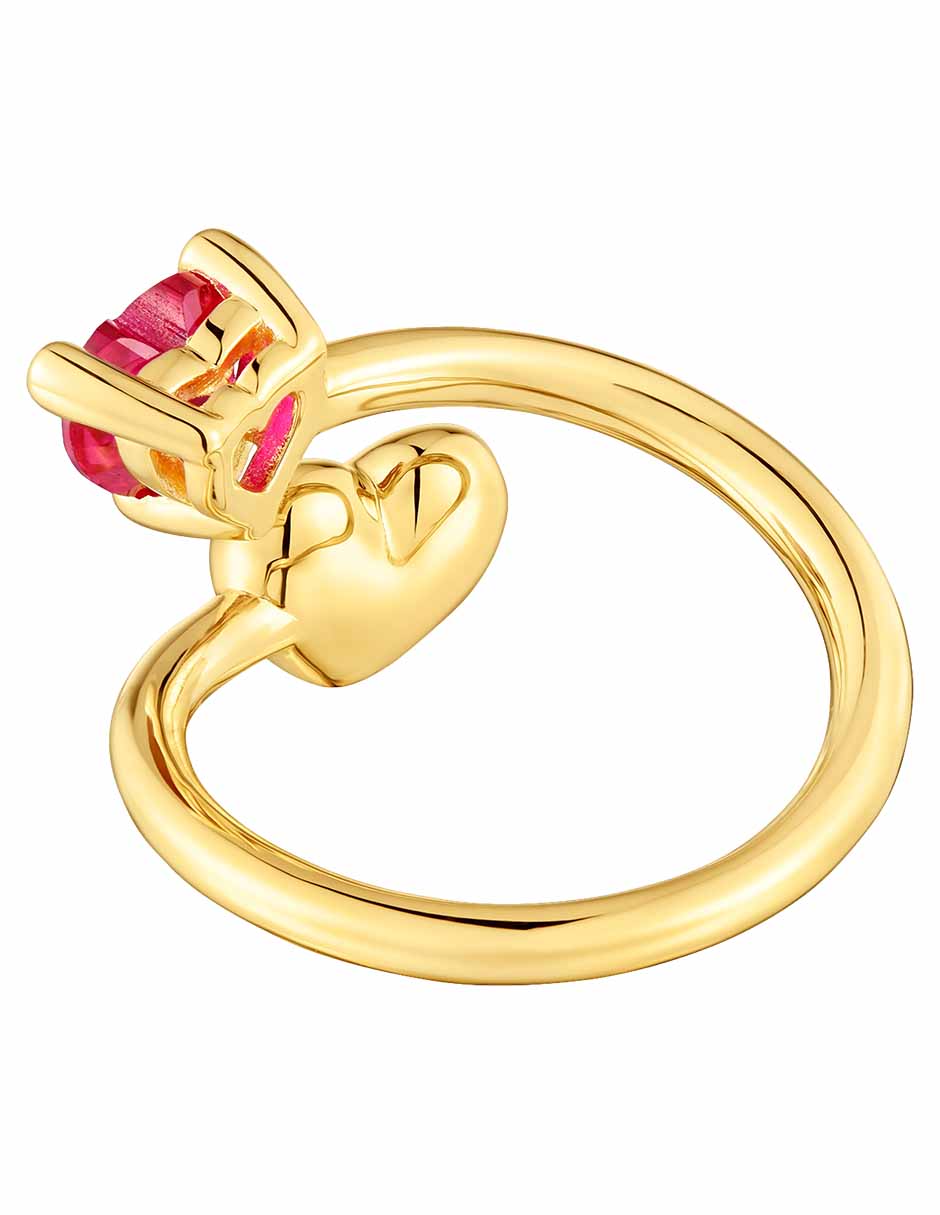 Anillo de corazón Garden Of Love de plata P 925 rubí con acabado baño de oro