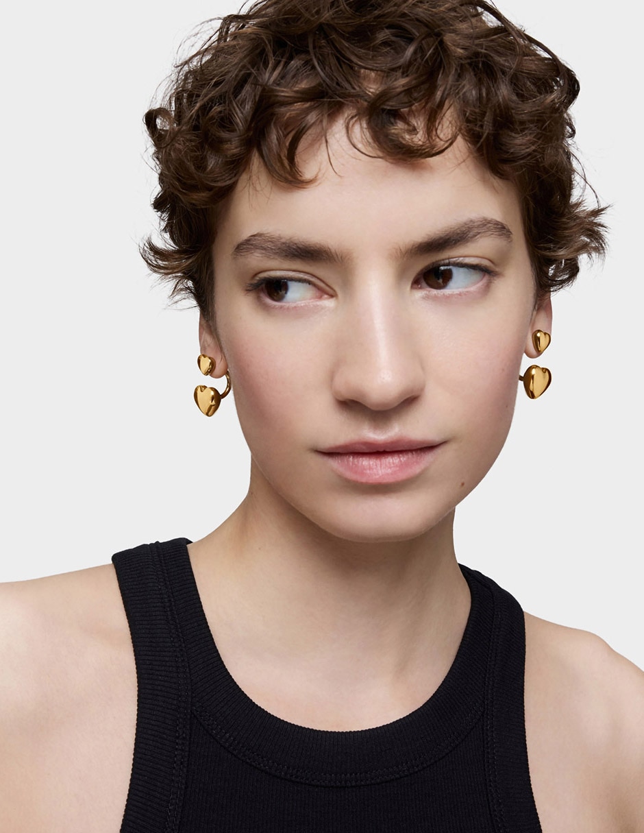 Aretes de corazón Tous Garden Of Love de plata P 925 con acabado baño de oro