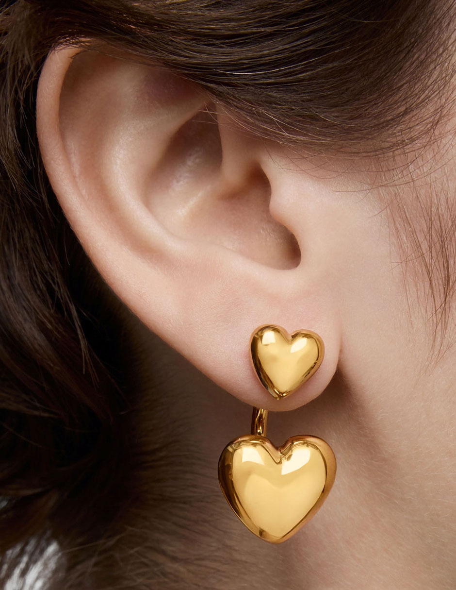 Aretes de corazón Tous Garden Of Love de plata P 925 con acabado baño de oro