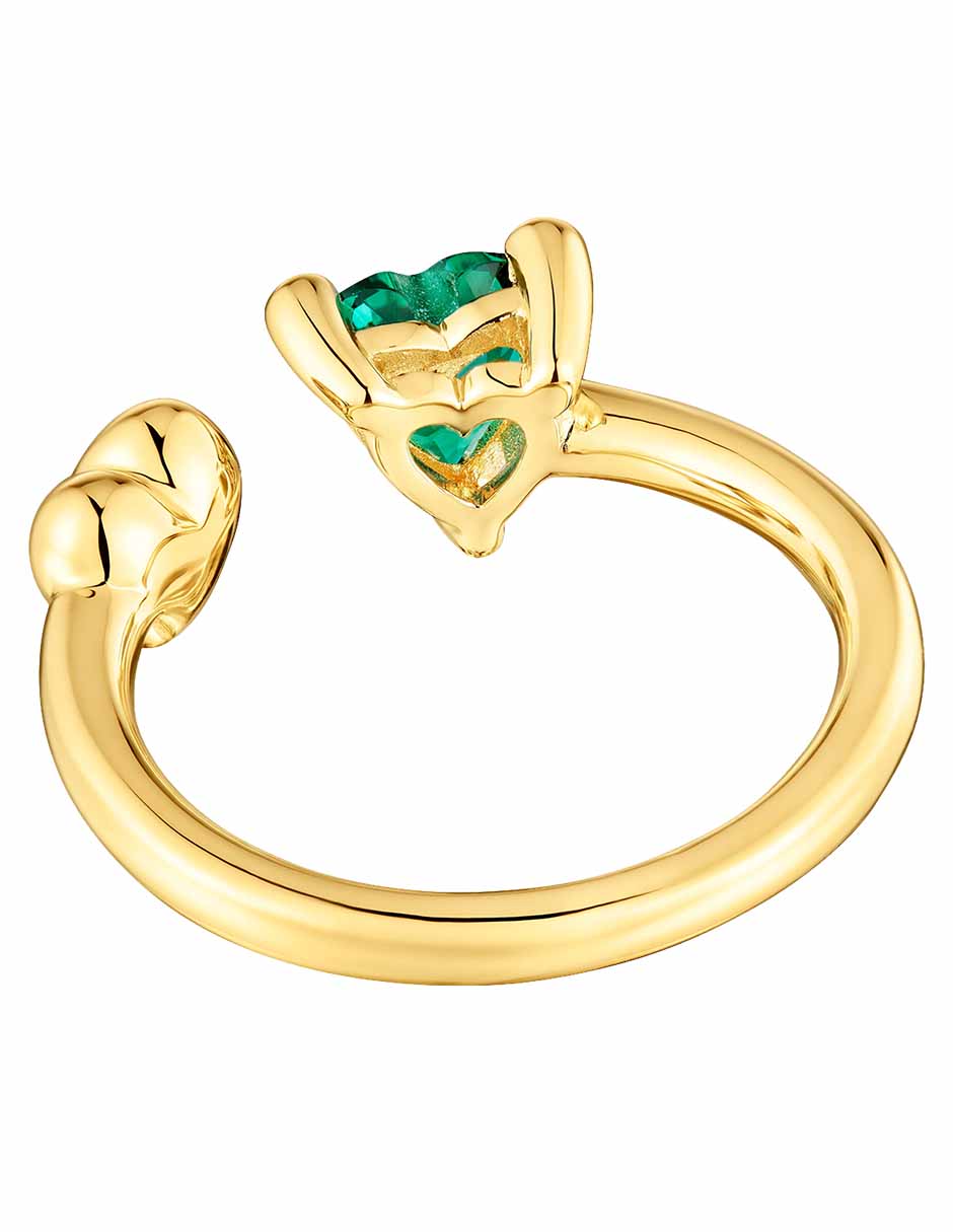 Anillo de corazón Garden Of Love de plata P 925 esmeralda con acabado baño de oro