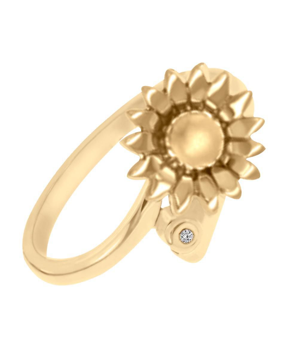 Anillo de flor Baris 14 k de oro amarillo diamante brillante