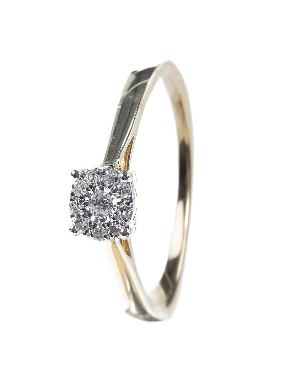Anillo redondo 14 k de oro diamante brillante Anillo redondo 14 k de oro diamante brillante