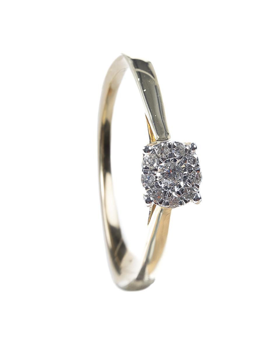 Anillo redondo 14 k de oro diamante brillante 2