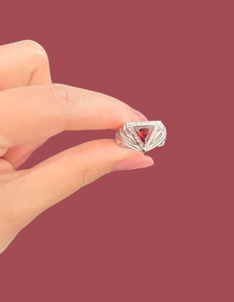 Anillo triangular Brillo P 925 de plata zirconia troquelado